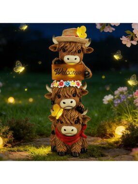 Whimsical Solar Garden Cow Statue - 12" Lighted Outdoor Decor for Yard & Patio